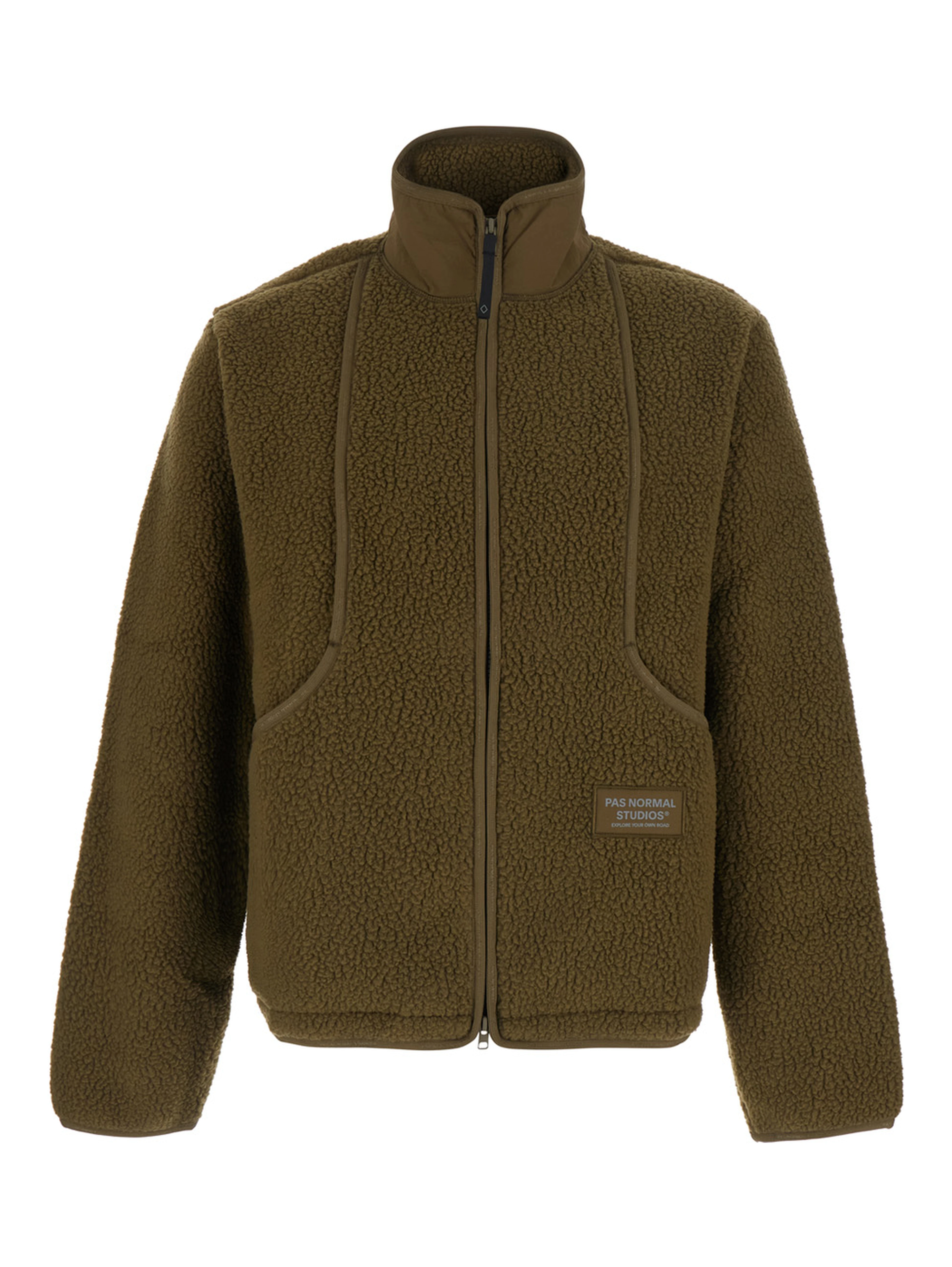 Green Jacket with High Collar and Logo Patch on the Front in Tech Fabric for Women