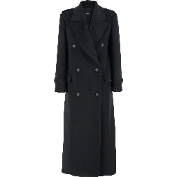 Oversized coat with shirt collar and pockets in black for women