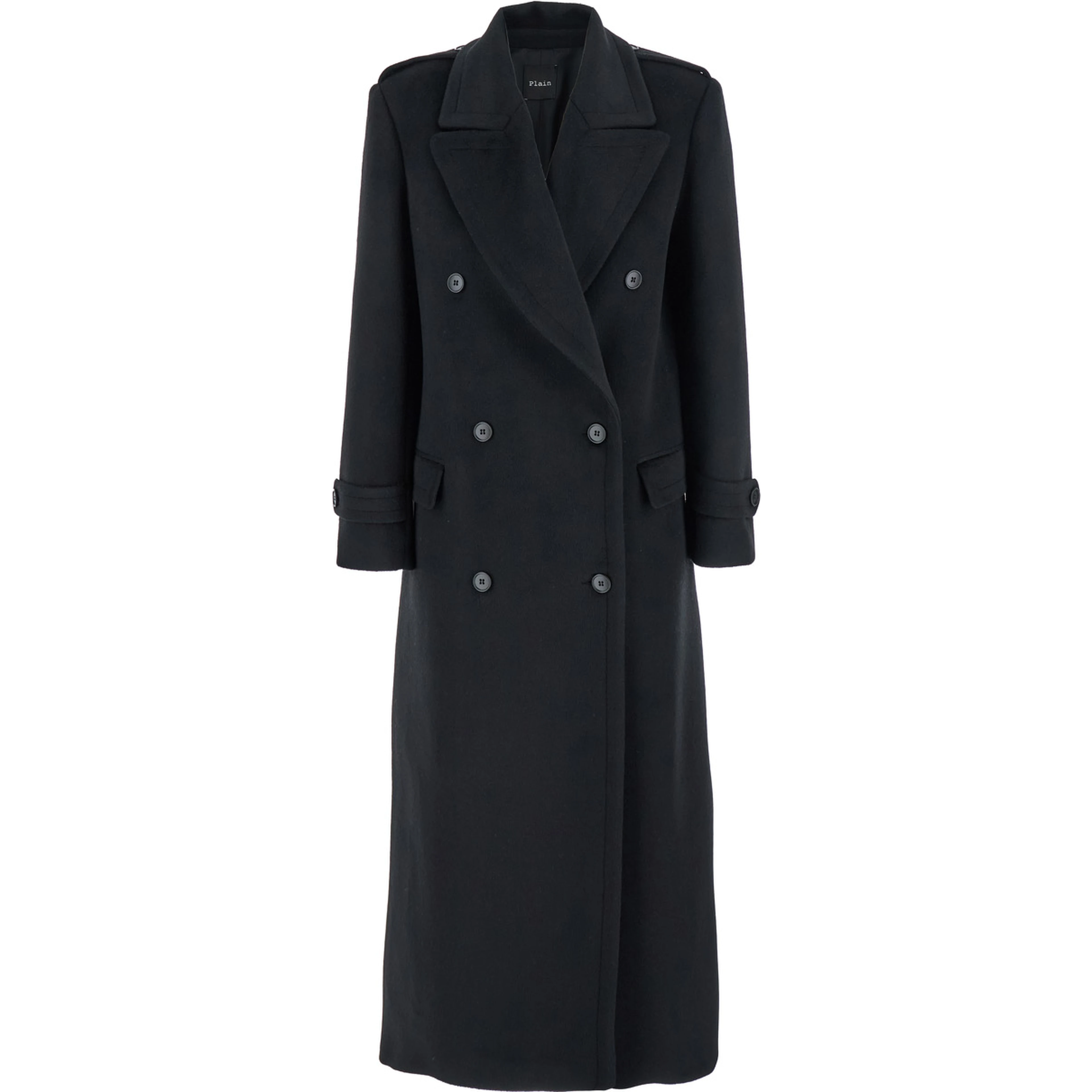 Oversized coat with shirt collar and pockets in black for women