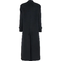 Oversized coat with shirt collar and pockets in black for women