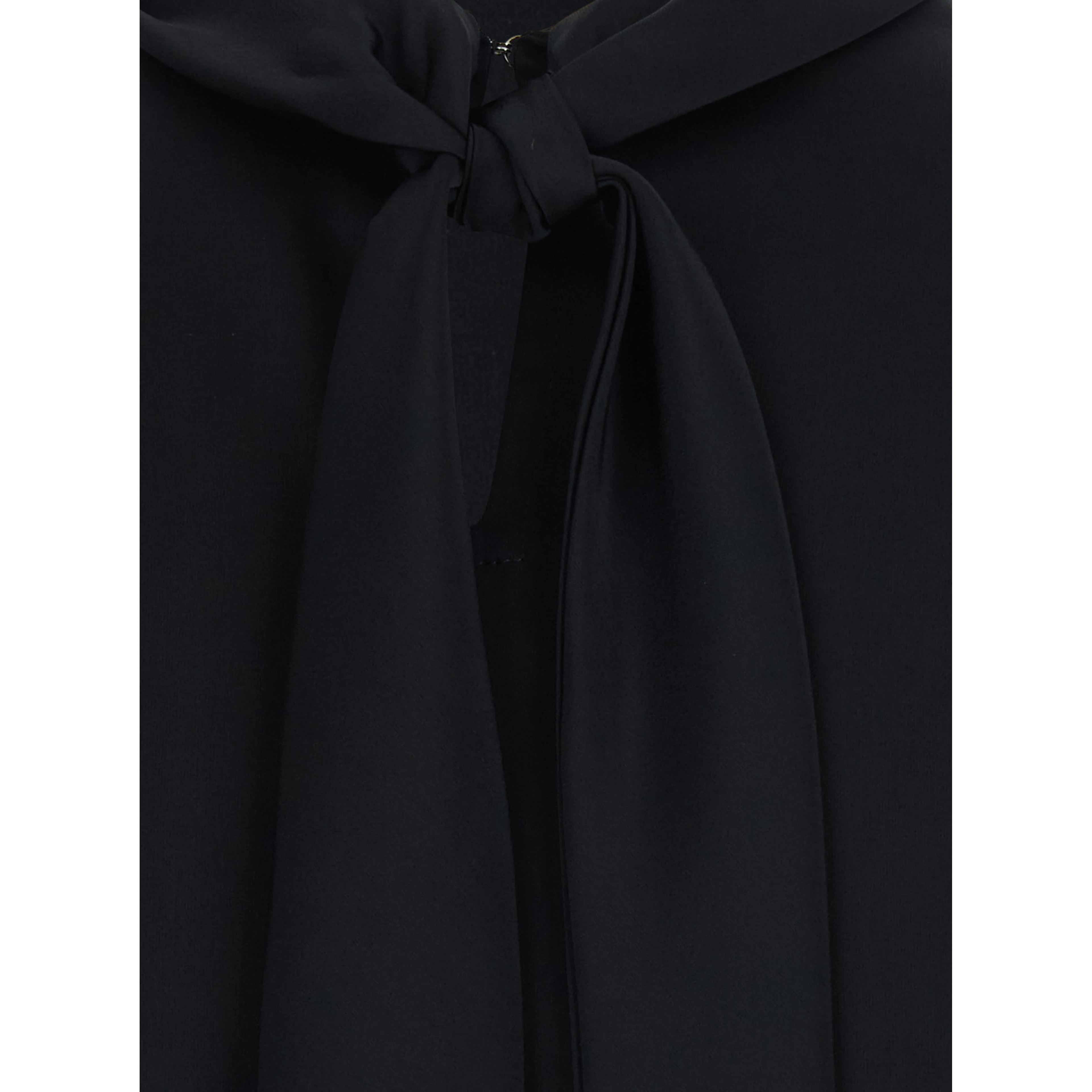 Black High Neck Blouse with Bow on the Back in Satin for Women