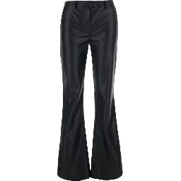 black Pants with belt loops and back pocket in Ecoleather for women