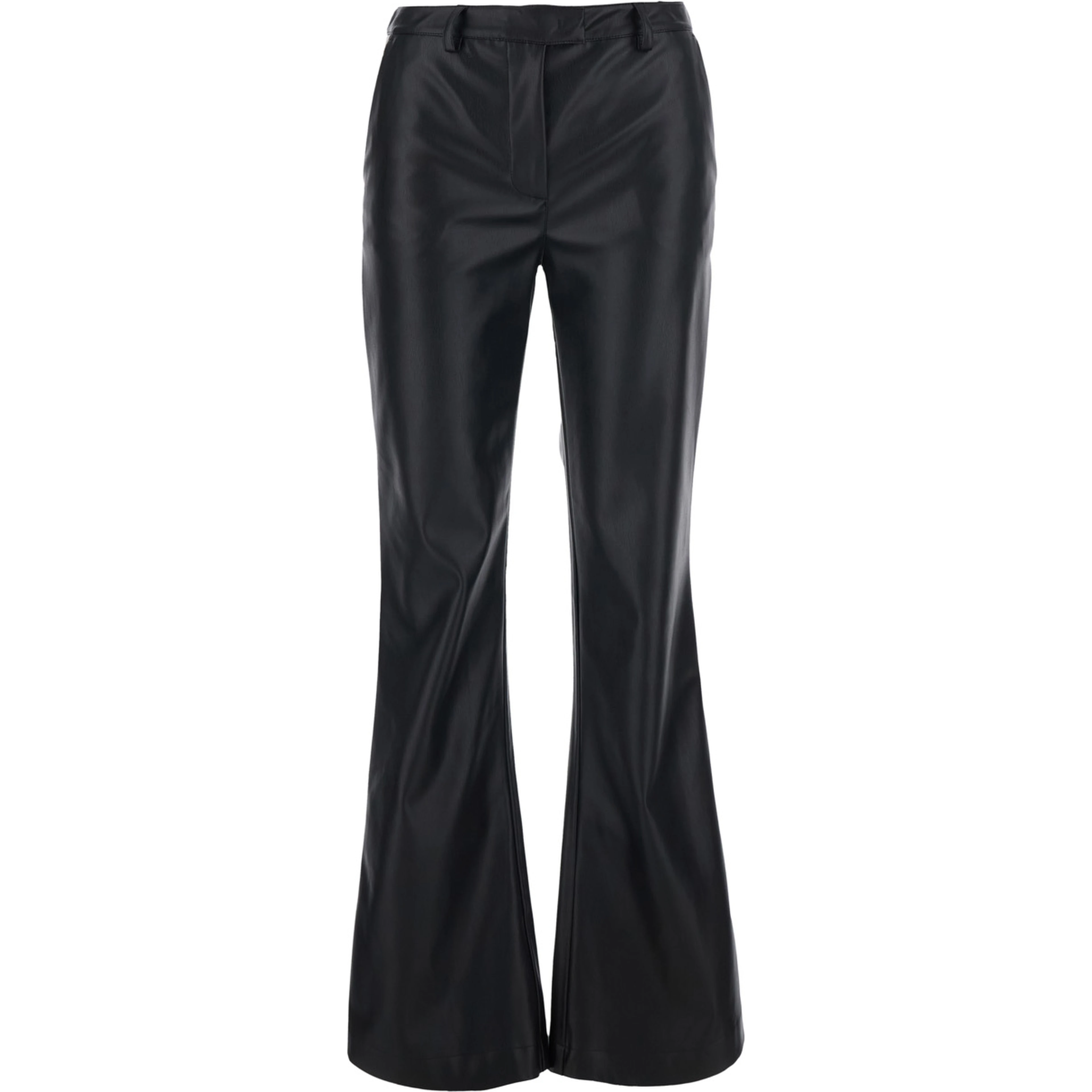 black Pants with belt loops and back pocket in Ecoleather for women