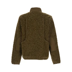 Green Jacket with High Collar and Logo Patch on the Front in Tech Fabric for Women