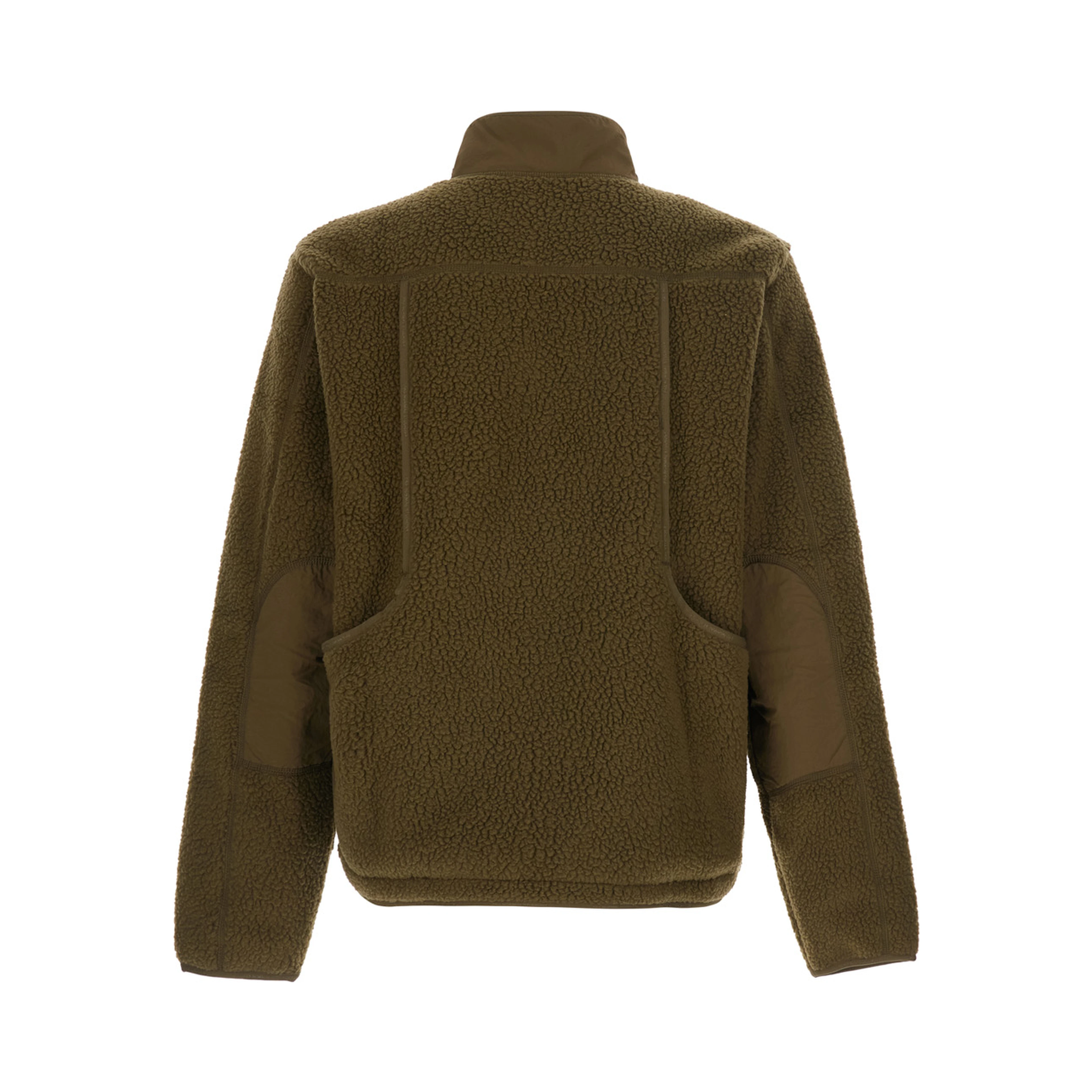 Green Jacket with High Collar and Logo Patch on the Front in Tech Fabric for Women
