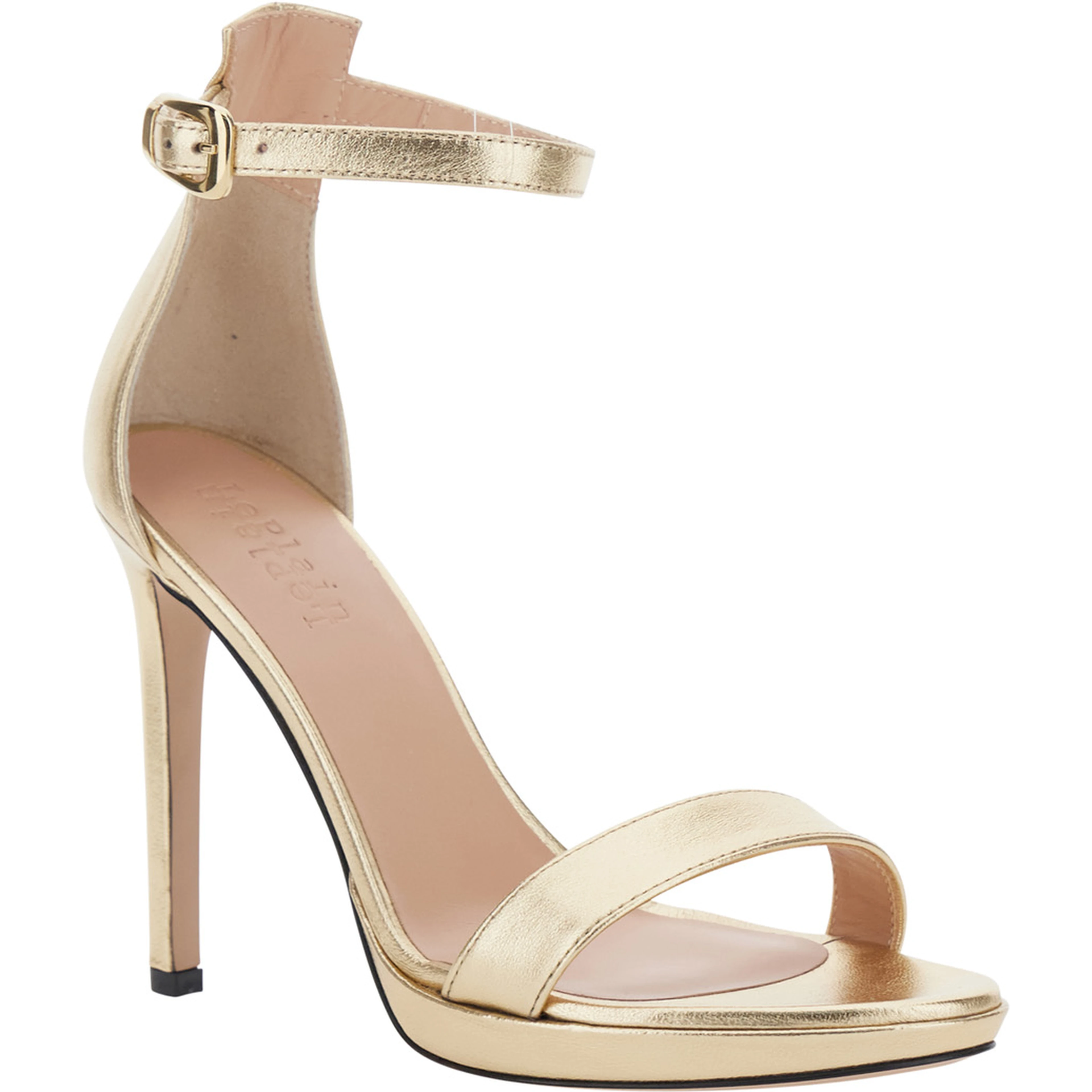 Heeled sandals featuring a platform and metallic details for women