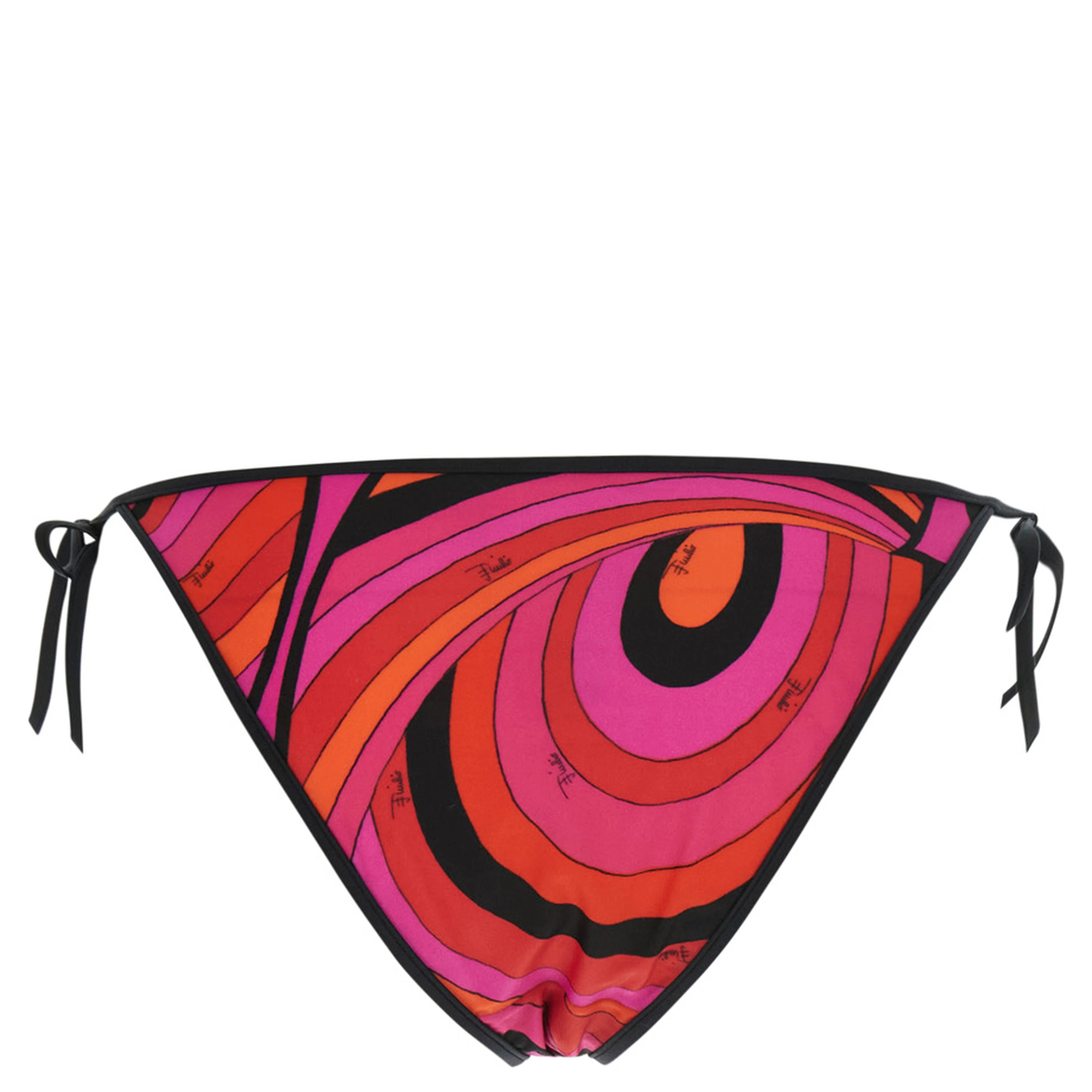 Fuchsia High-Cut Bikini Bottoms with Adjustable Tie Closure and All-Over Geometric Print in Stretch Tech Fabric for Women