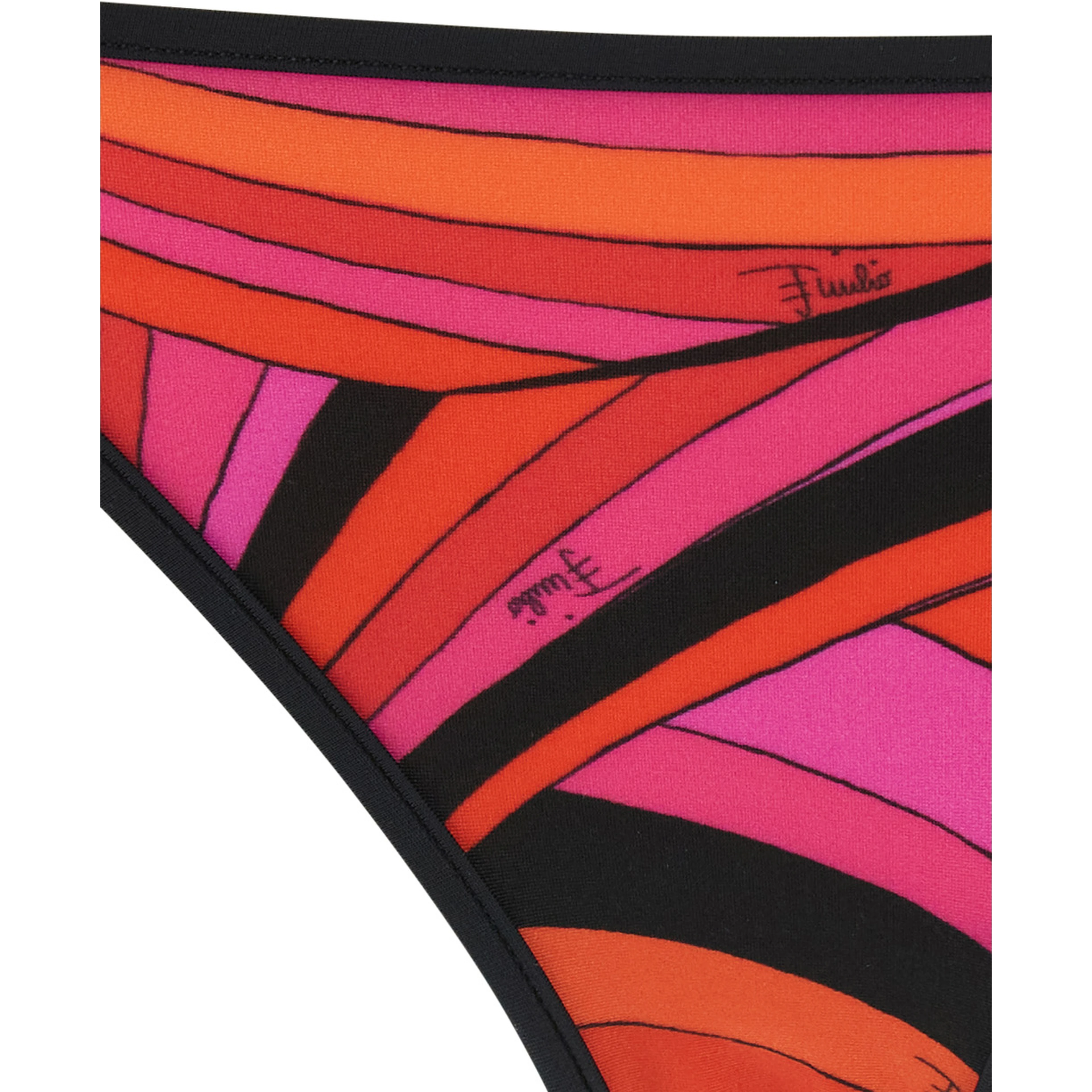 Fuchsia High-Cut Bikini Bottoms with Adjustable Tie Closure and All-Over Geometric Print in Stretch Tech Fabric for Women