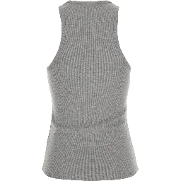 RIBBED TOP EMBROIDERY with long sleeves and gray cotton embroidery for women