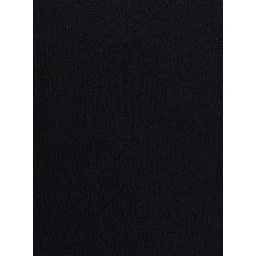 V NECK 12GG Sweater with V-neck and long sleeves in black cashmere for women