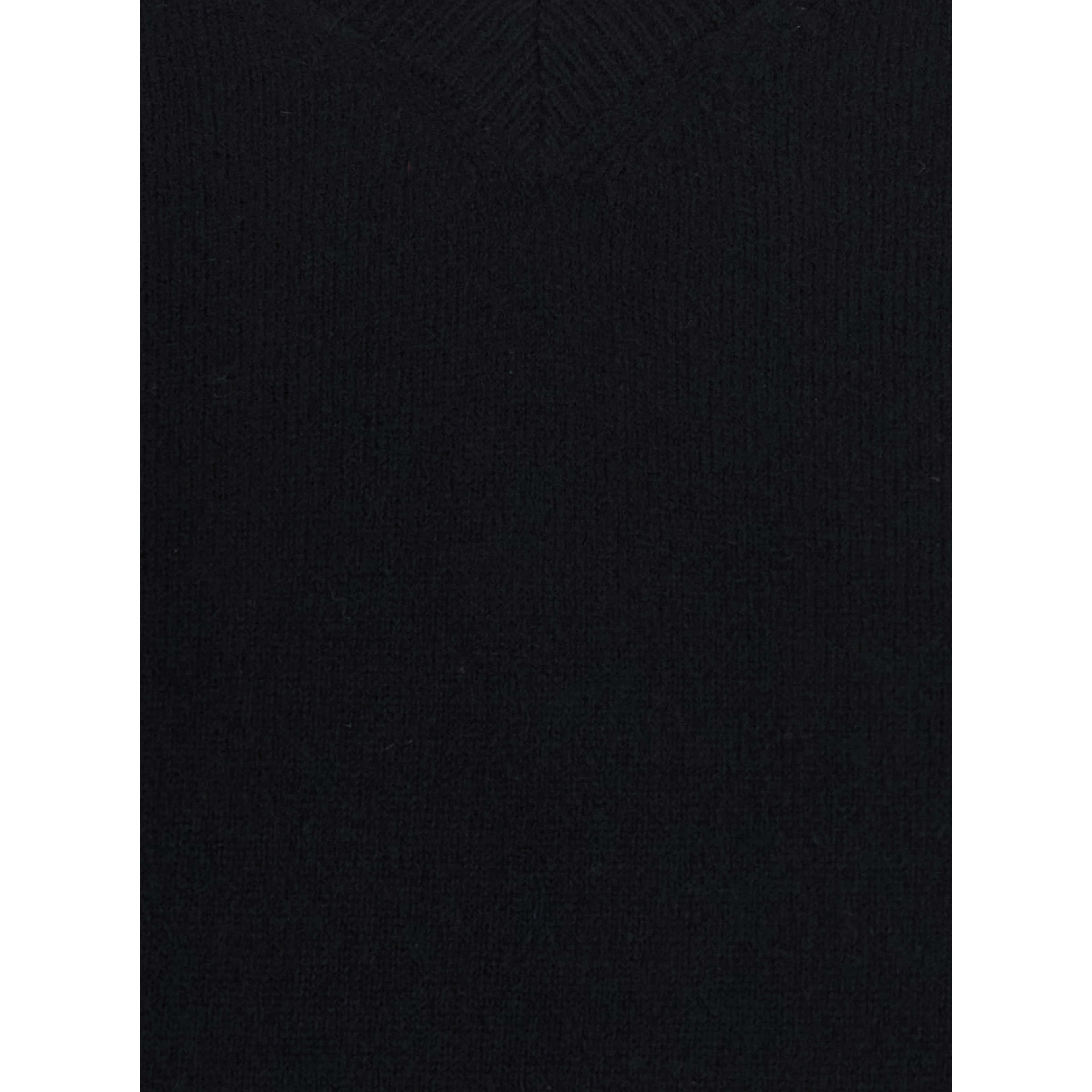 V NECK 12GG Sweater with V-neck and long sleeves in black cashmere for women
