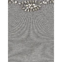 RIBBED TOP EMBROIDERY with long sleeves and gray cotton embroidery for women