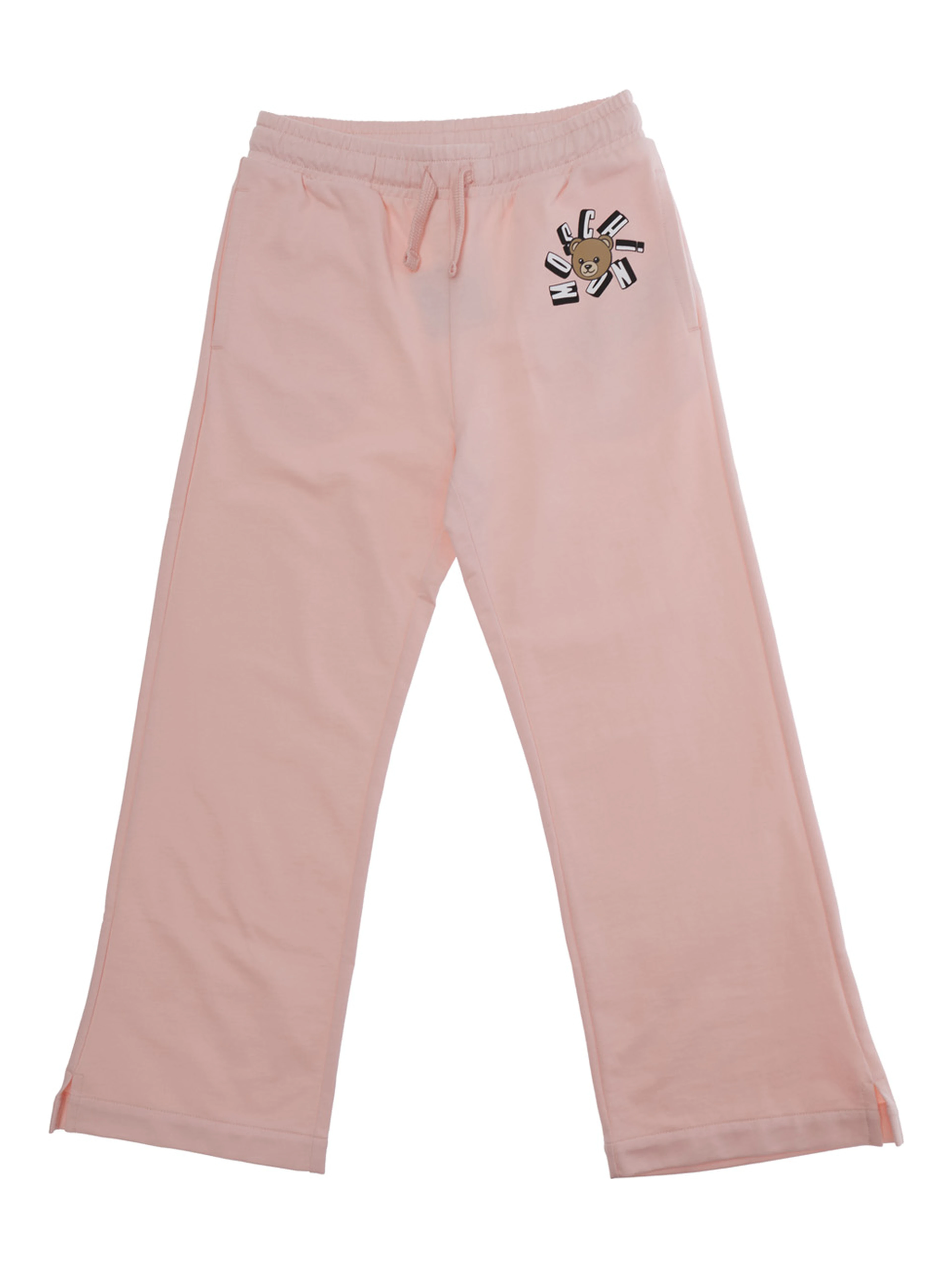 Pink Pants with Elastic Drawstring Waist and Logo on the Front in Cotton Girl