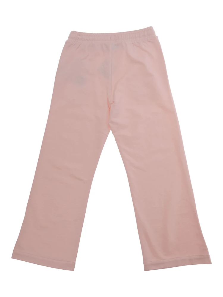 Pink Pants with Elastic Drawstring Waist and Logo on the Front in Cotton Girl alternative