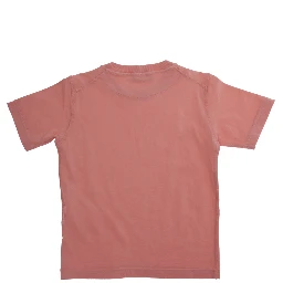 Pink Crewneck T-Shirt with Logo Patch on the Front in Cotton Boy
