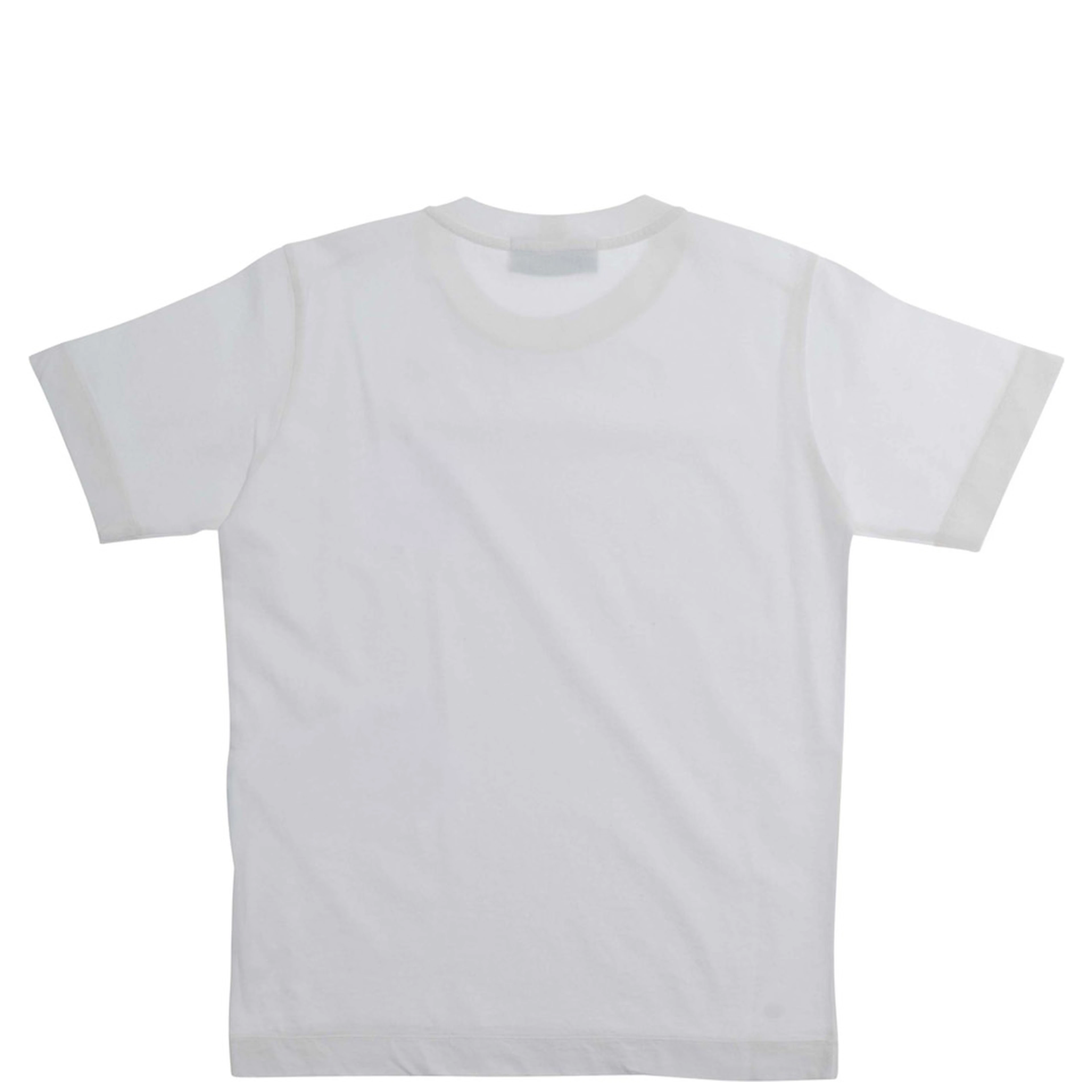 Crew Neck T-Shirt with Logo Patch on the Front in White Cotton for Kids
