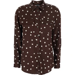 POIS POCKET SHIRT - Brown - Shirt with pockets and polka dot design - In Polyester - Women