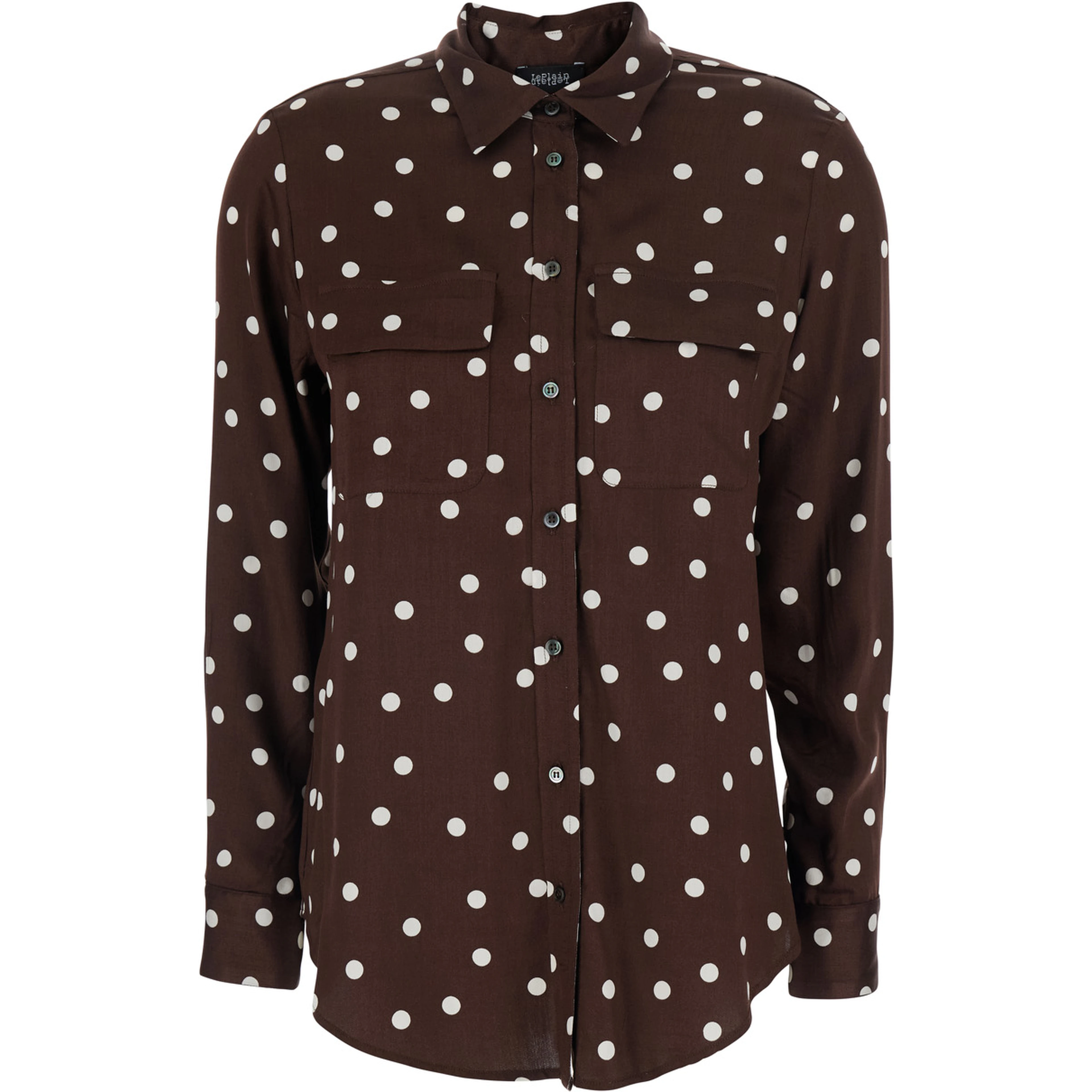 POIS POCKET SHIRT - Brown - Shirt with pockets and polka dot design - In Polyester - Women