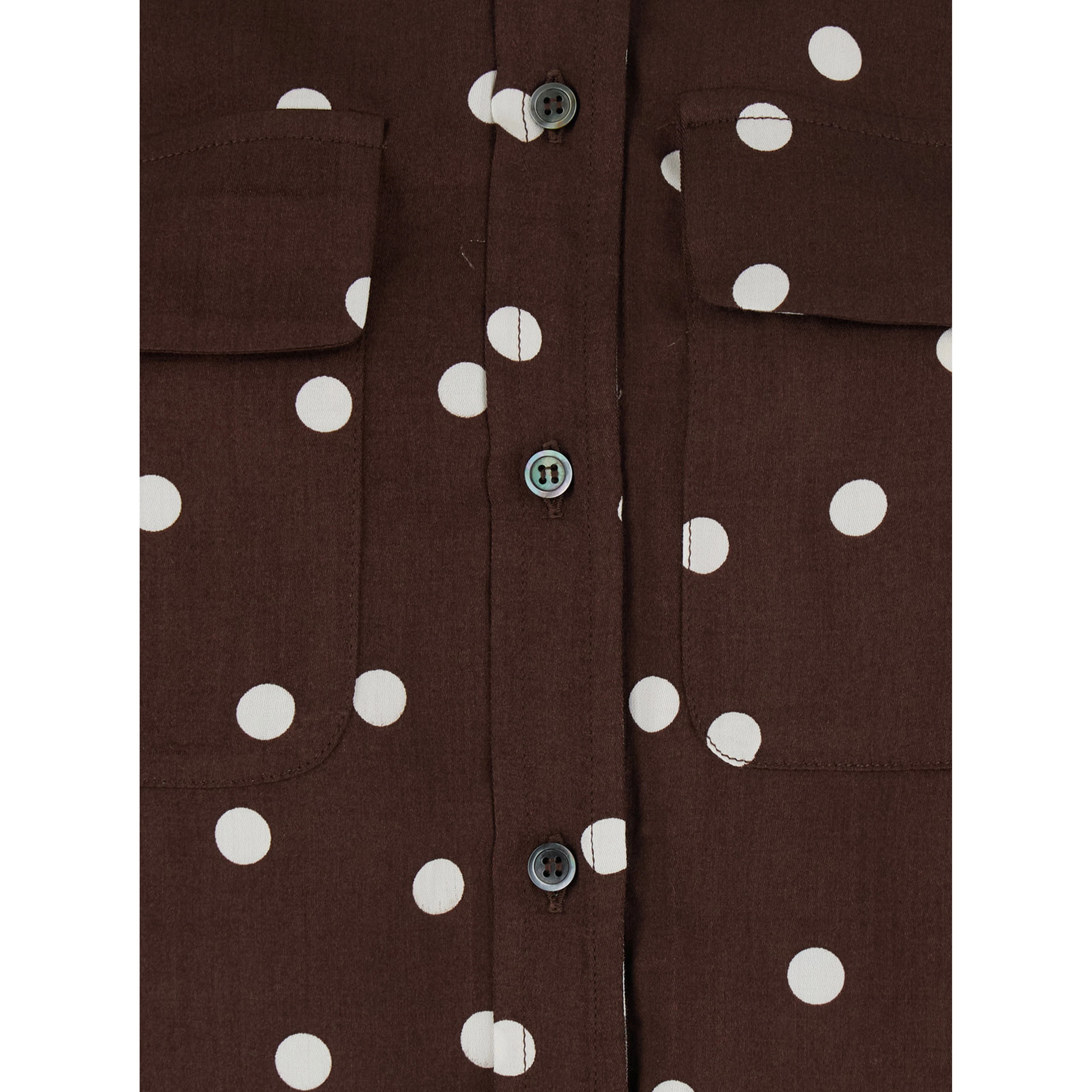 POIS POCKET SHIRT - Brown - Shirt with pockets and polka dot design - In Polyester - Women