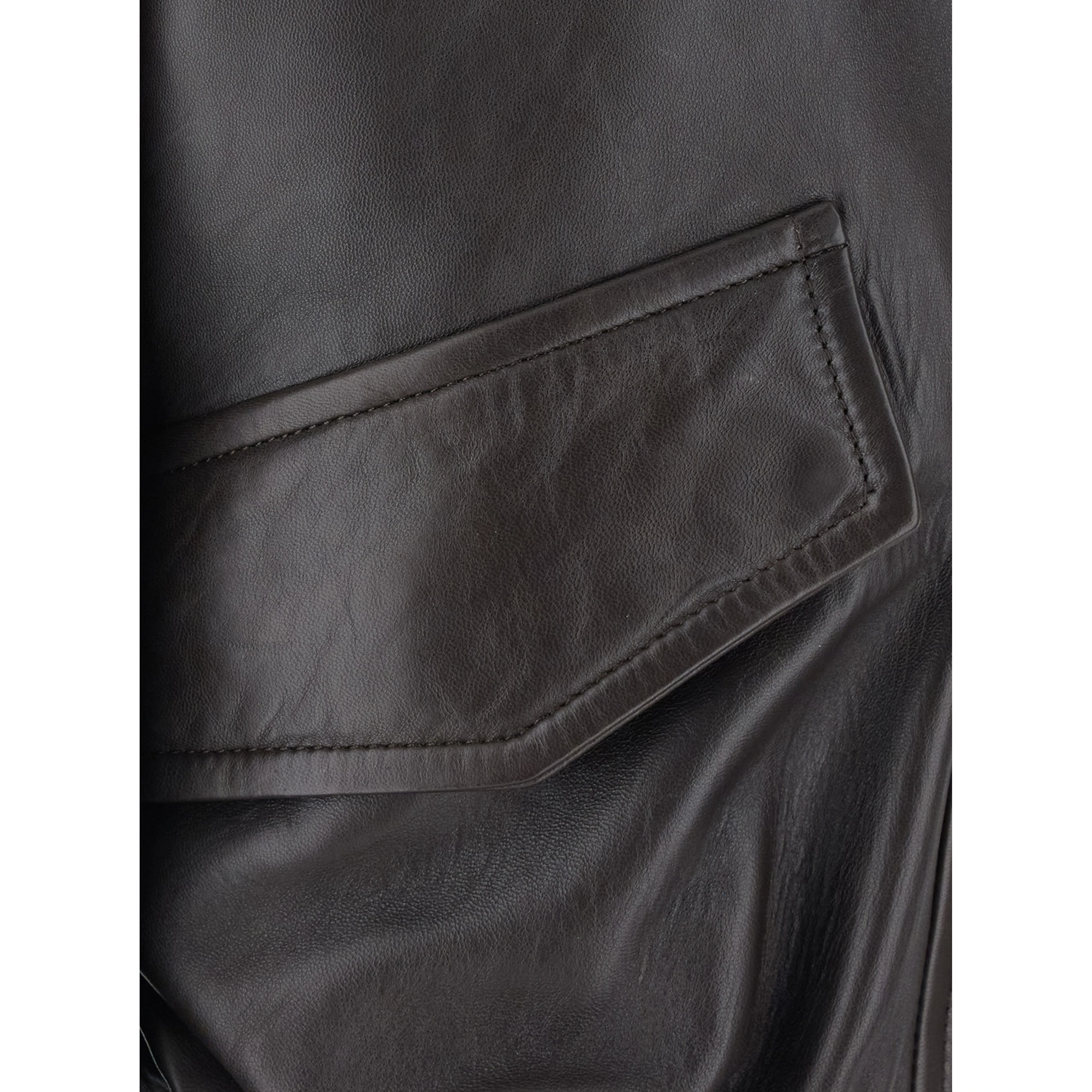 Laila Brown Jacket with wide collar in eco-fur and Dropped shoulders in leather for women