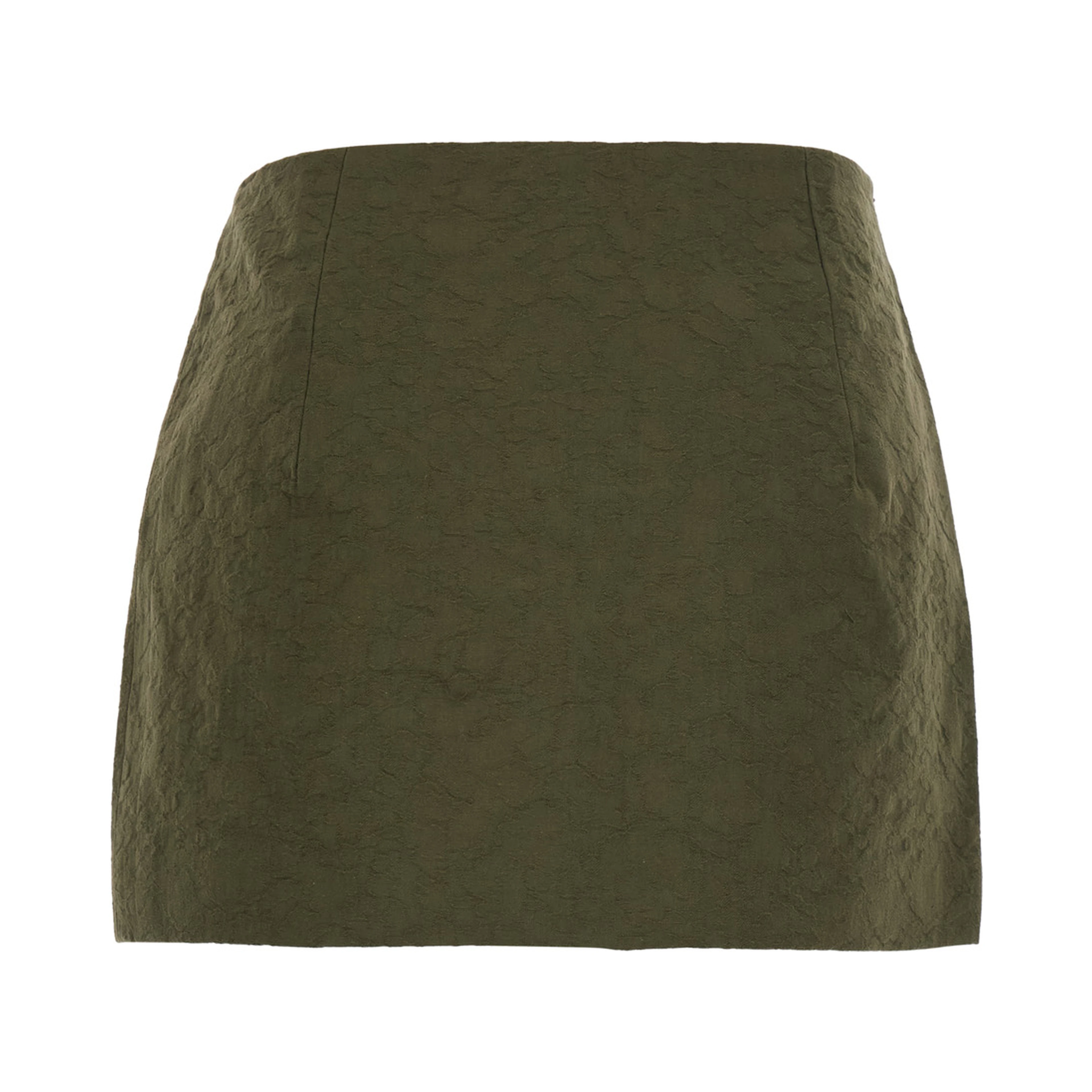 Mini Skirt OLIVE GREEN FLORAL EMBELLISHED with cotton and green woman