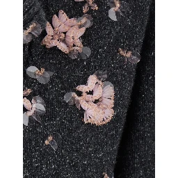 Cardigan with beads gray in wool and silk unisex