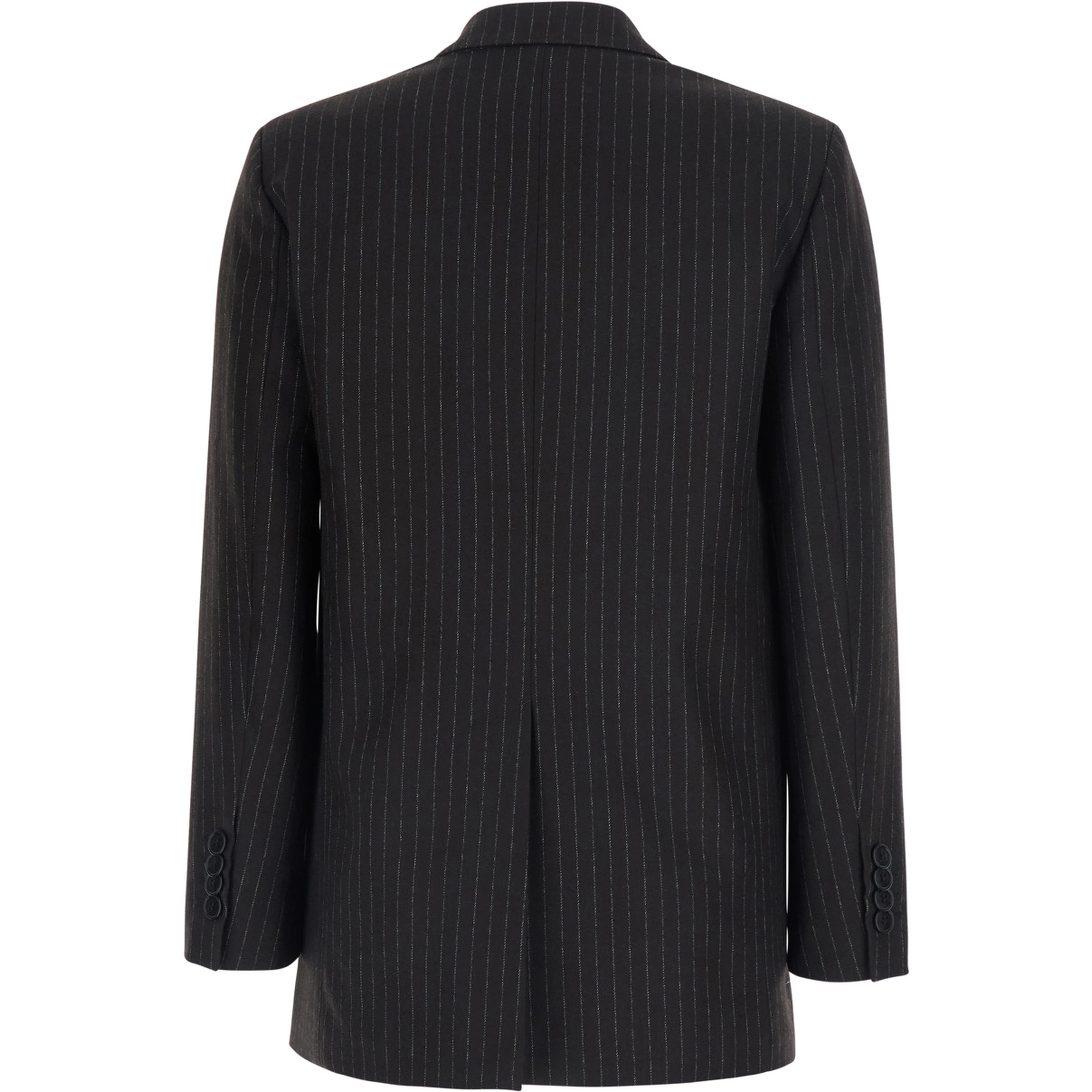 Brown Double-Breasted Jacket with Peak Revers and All-Over Pinstripe in Fabric for Women