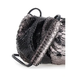Pillow Black Clutch with shoulder strap and magnetic closure in leather for women