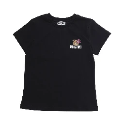 Black Logo T-Shirt with Front Logo in Cotton for Girls