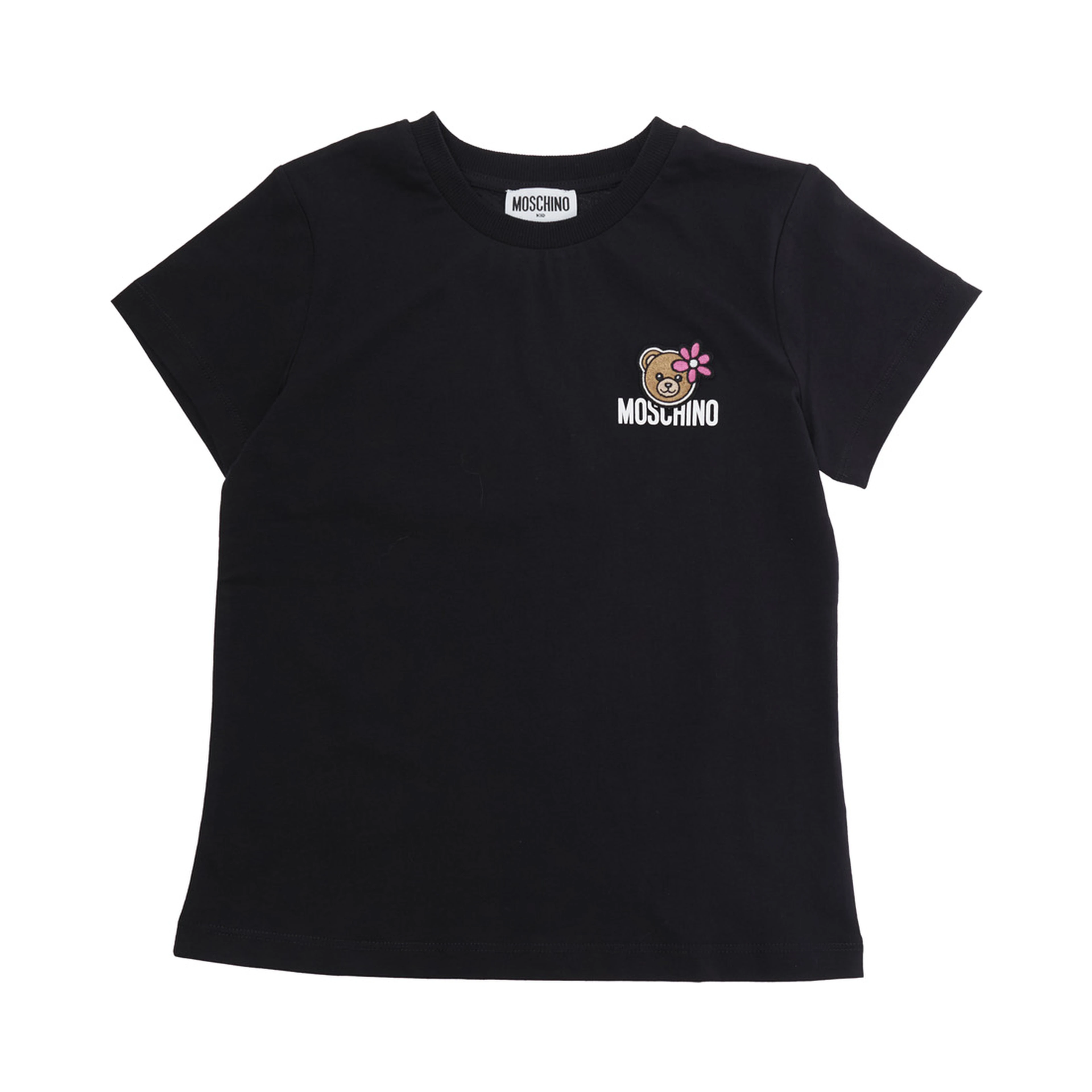 Black Logo T-Shirt with Front Logo in Cotton for Girls
