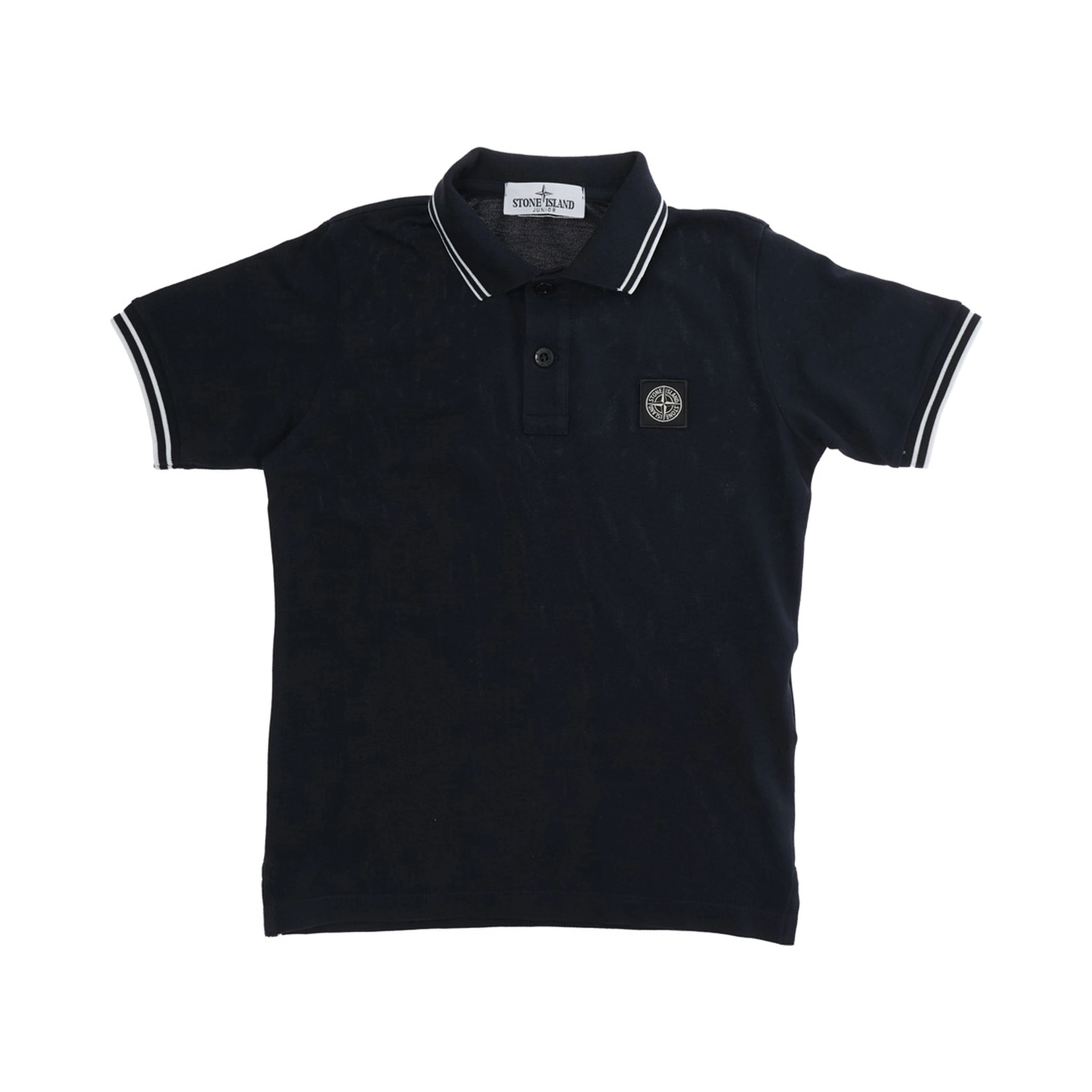 Blue Polo with Classic Collar and Logo Patch on the Front in Stretch Cotton for Kids
