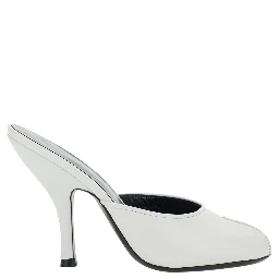Date white Heeled Sandals with cut-out toe in leather women