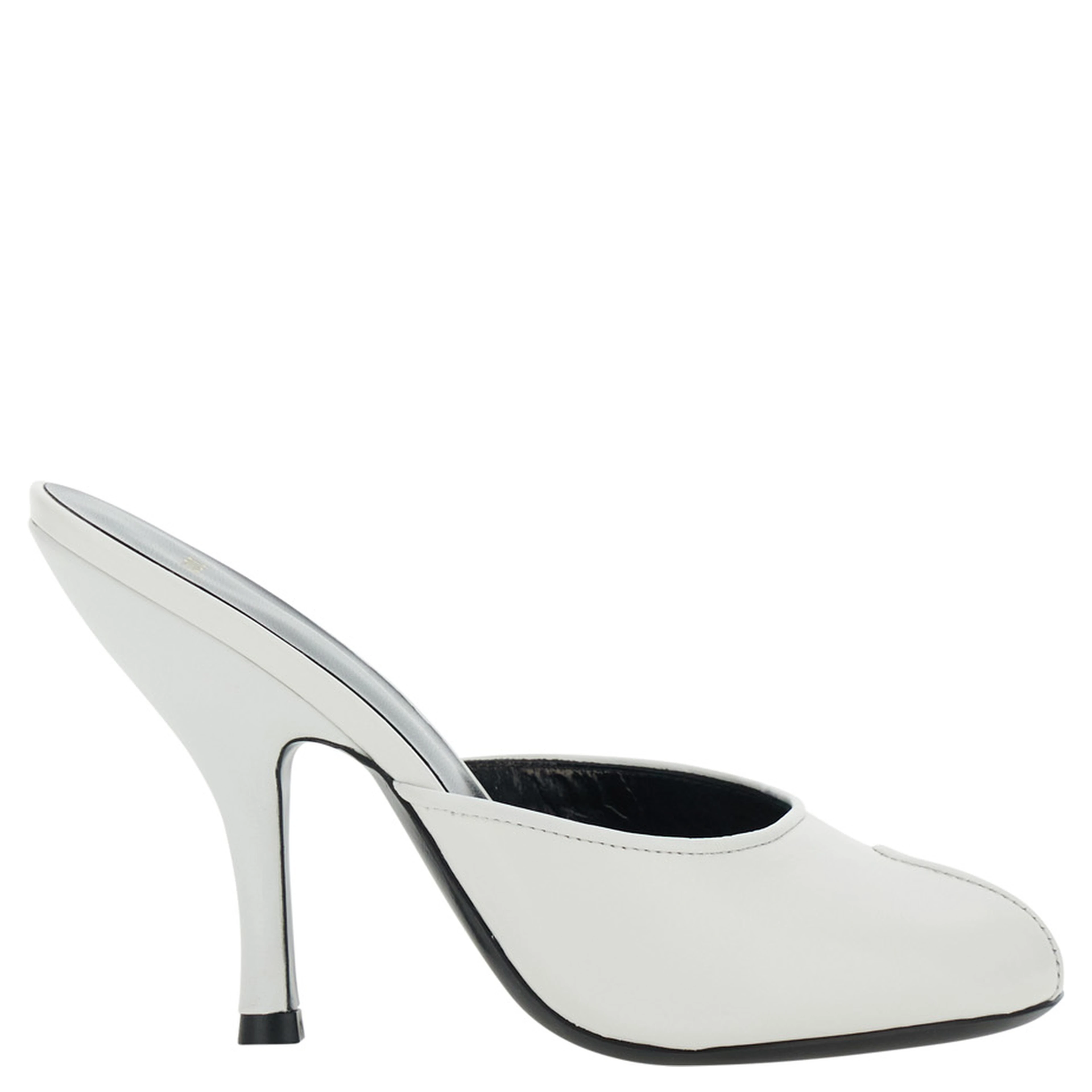 Date white Heeled Sandals with cut-out toe in leather women