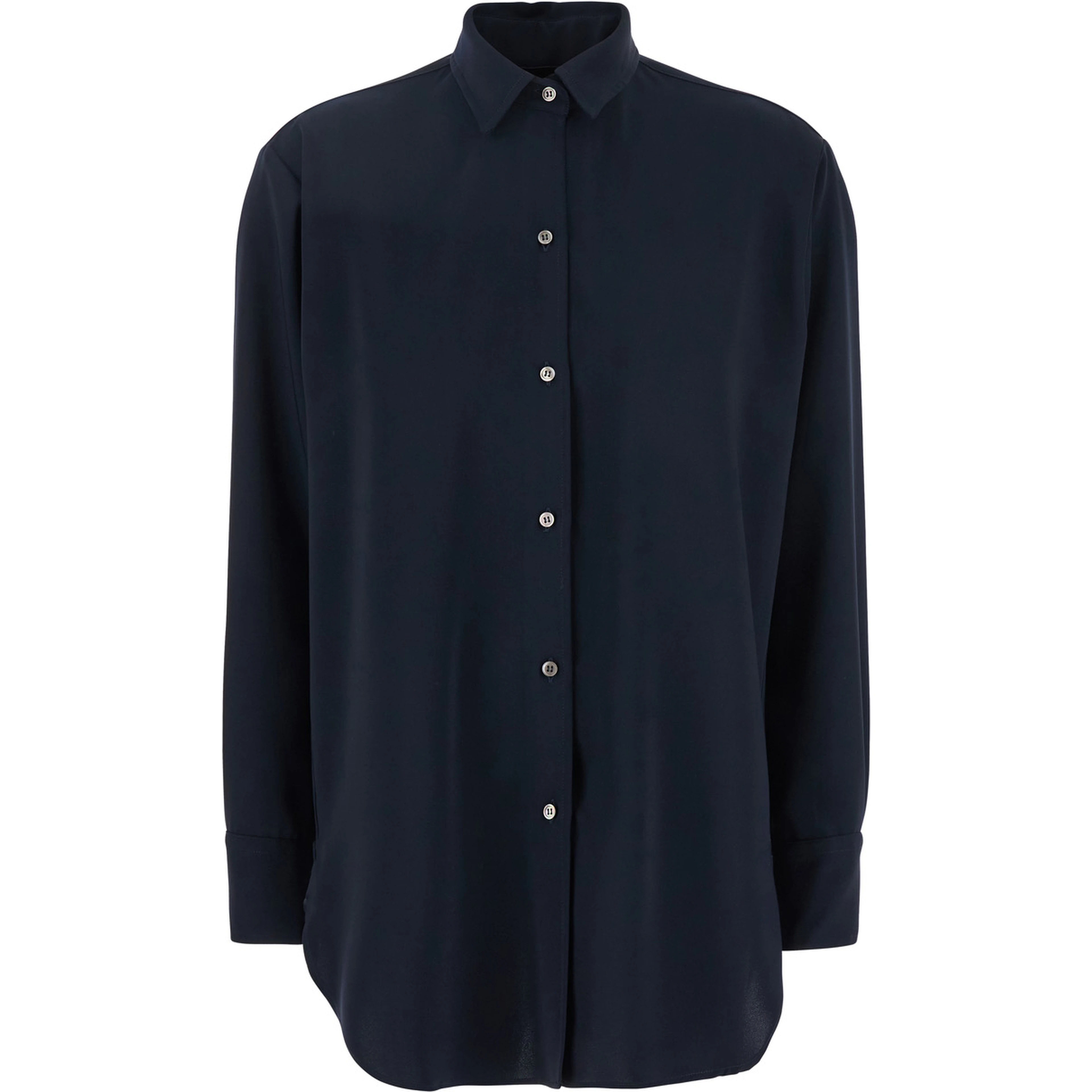 Blue Shirt with Classic Collar in Tech Fabric for Women