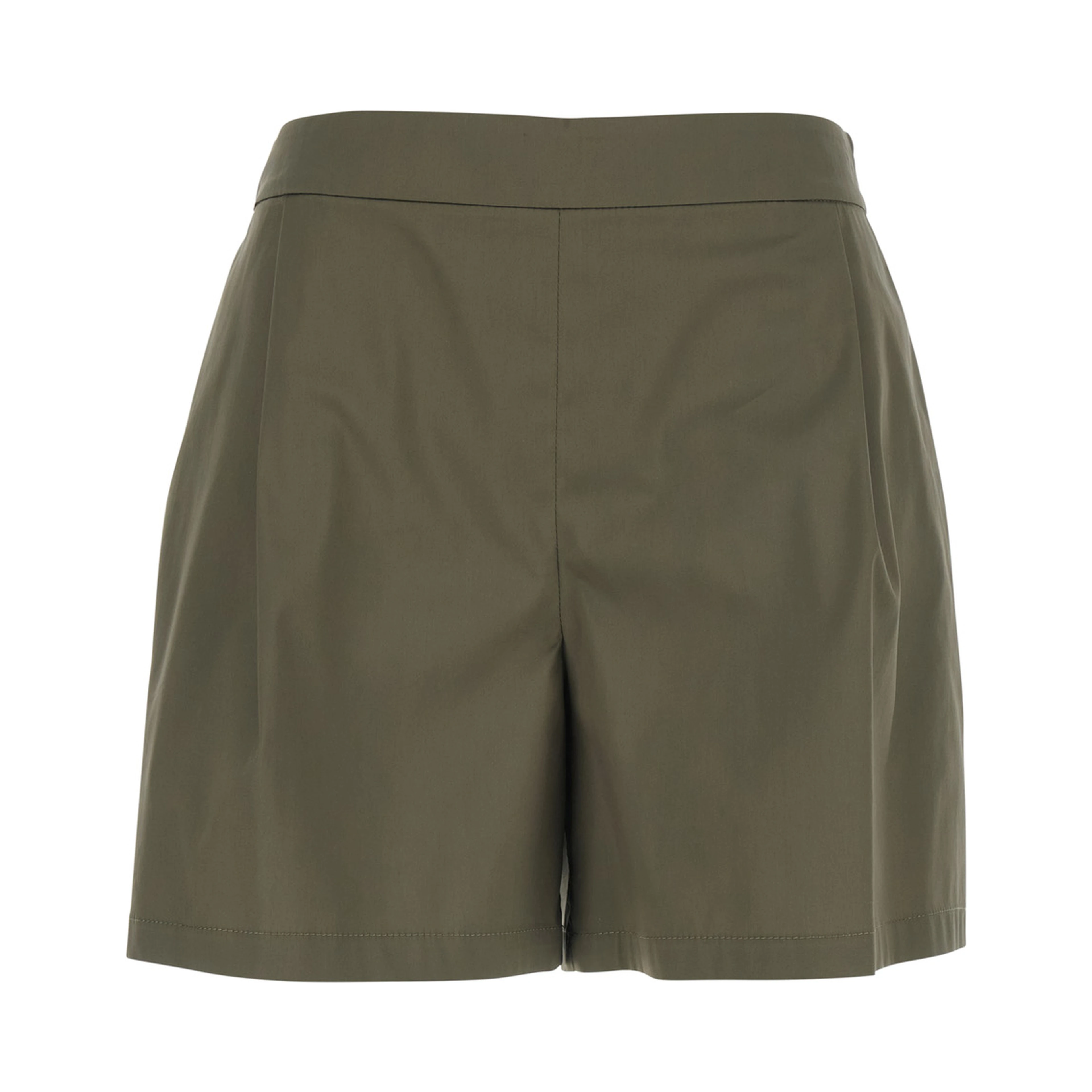 Green Womens Shorts with Semi-Elasticated Waist and Side Closure in Cotton Blend