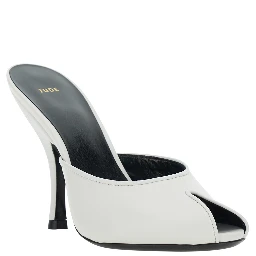 Date white Heeled Sandals with cut-out toe in leather women