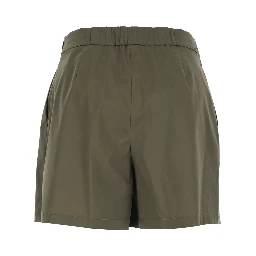 Green Womens Shorts with Semi-Elasticated Waist and Side Closure in Cotton Blend