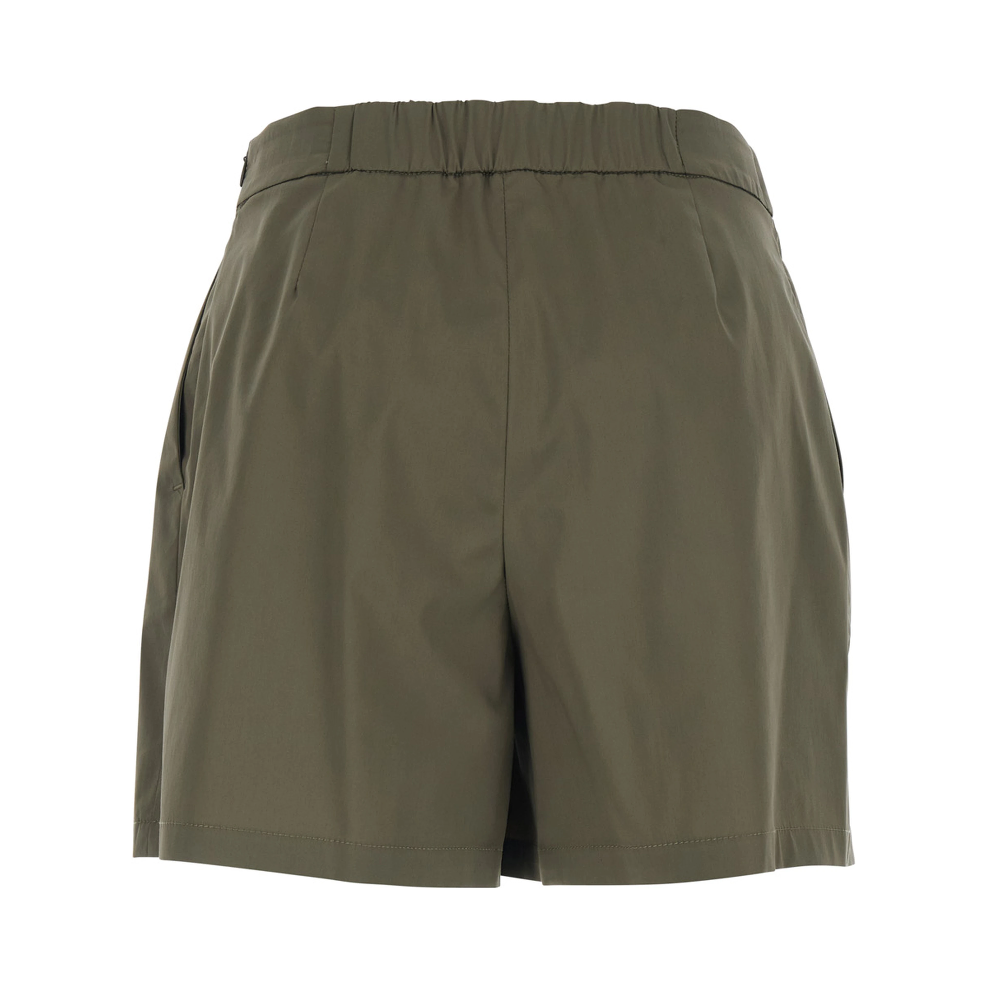 Green Womens Shorts with Semi-Elasticated Waist and Side Closure in Cotton Blend