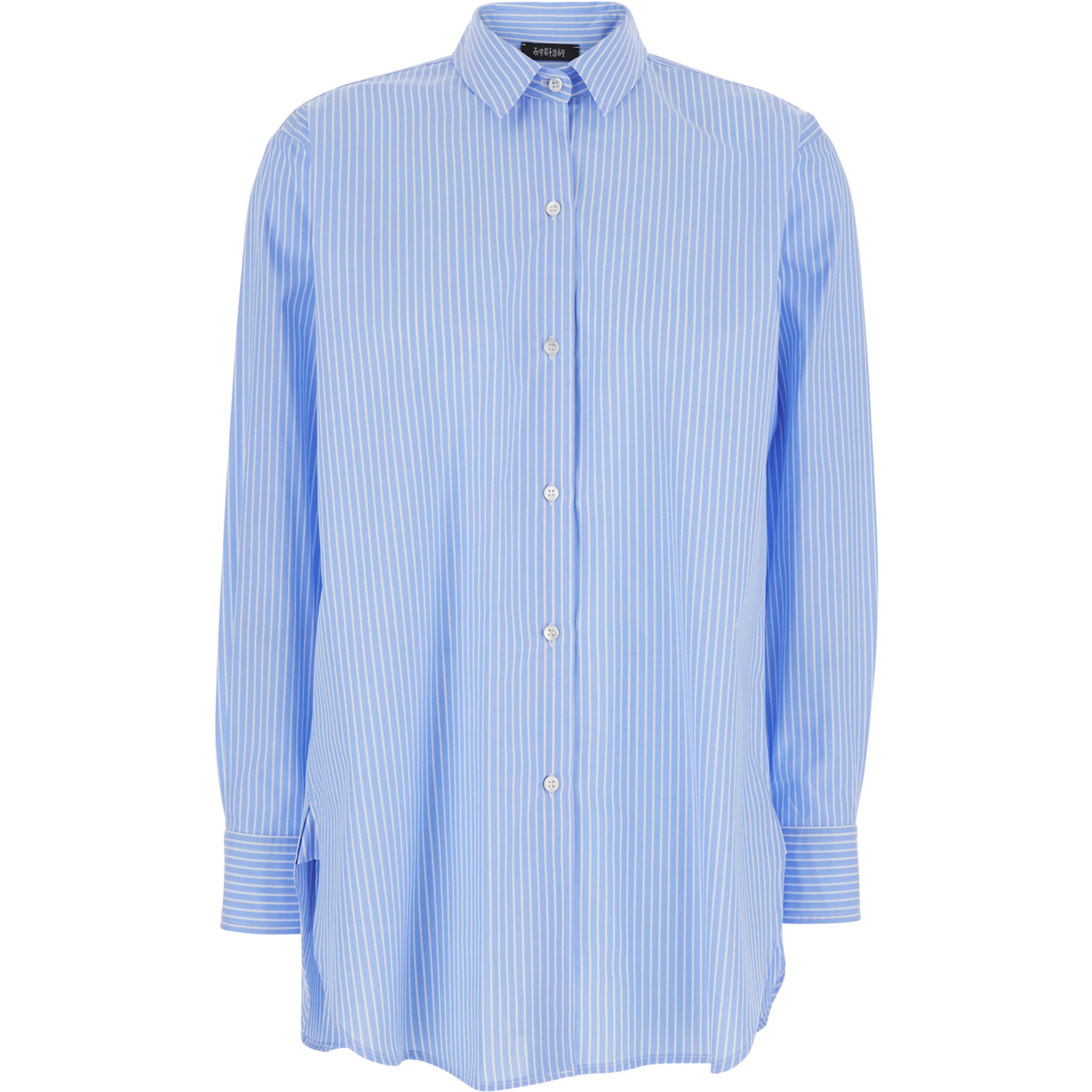 Blue Striped Shirt with Classic Collar for Women