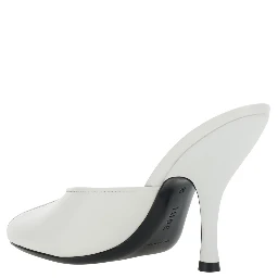 Date white Heeled Sandals with cut-out toe in leather women