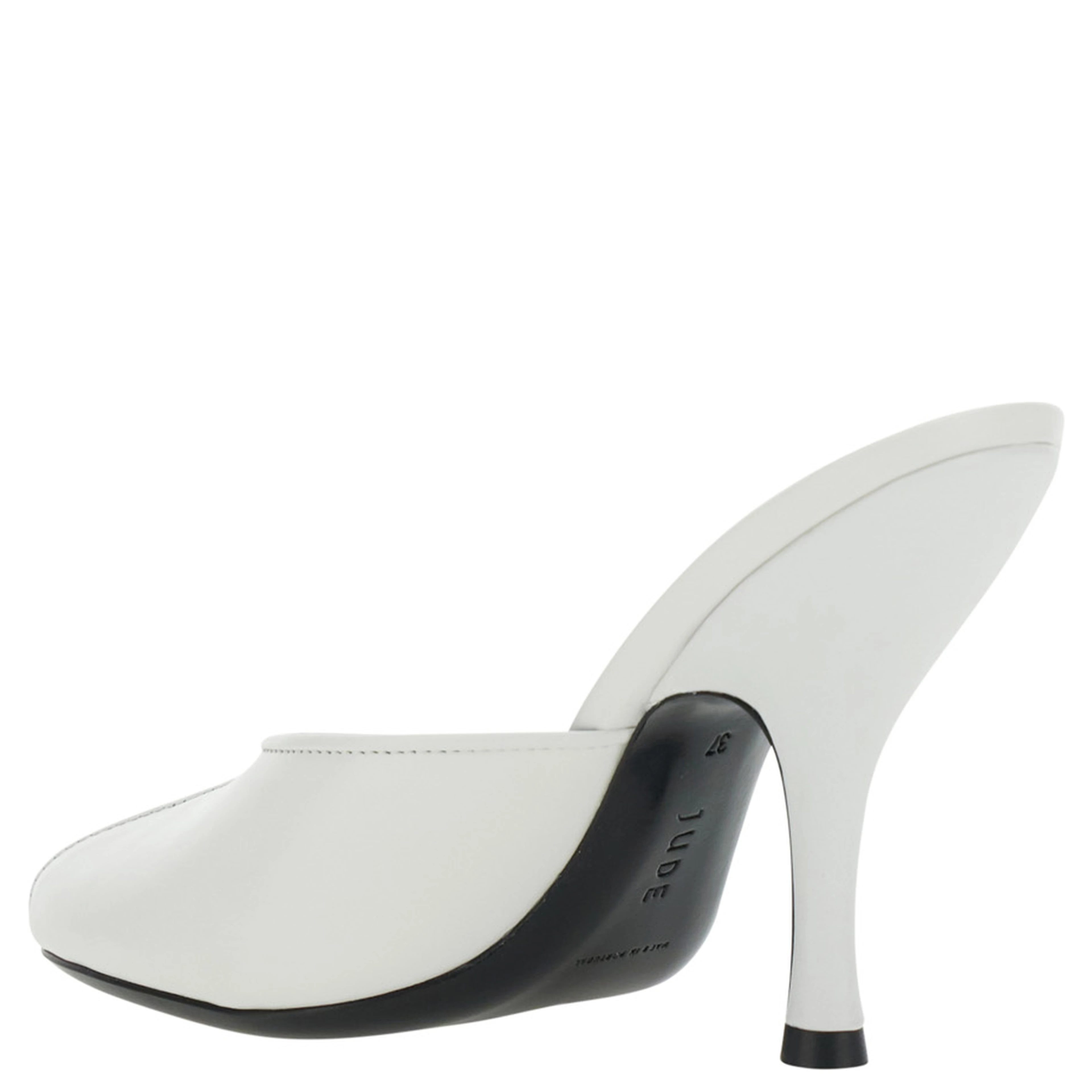 Date white Heeled Sandals with cut-out toe in leather women