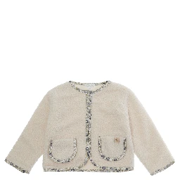 white Jacket with front closure and logo patch on the front in fabric baby