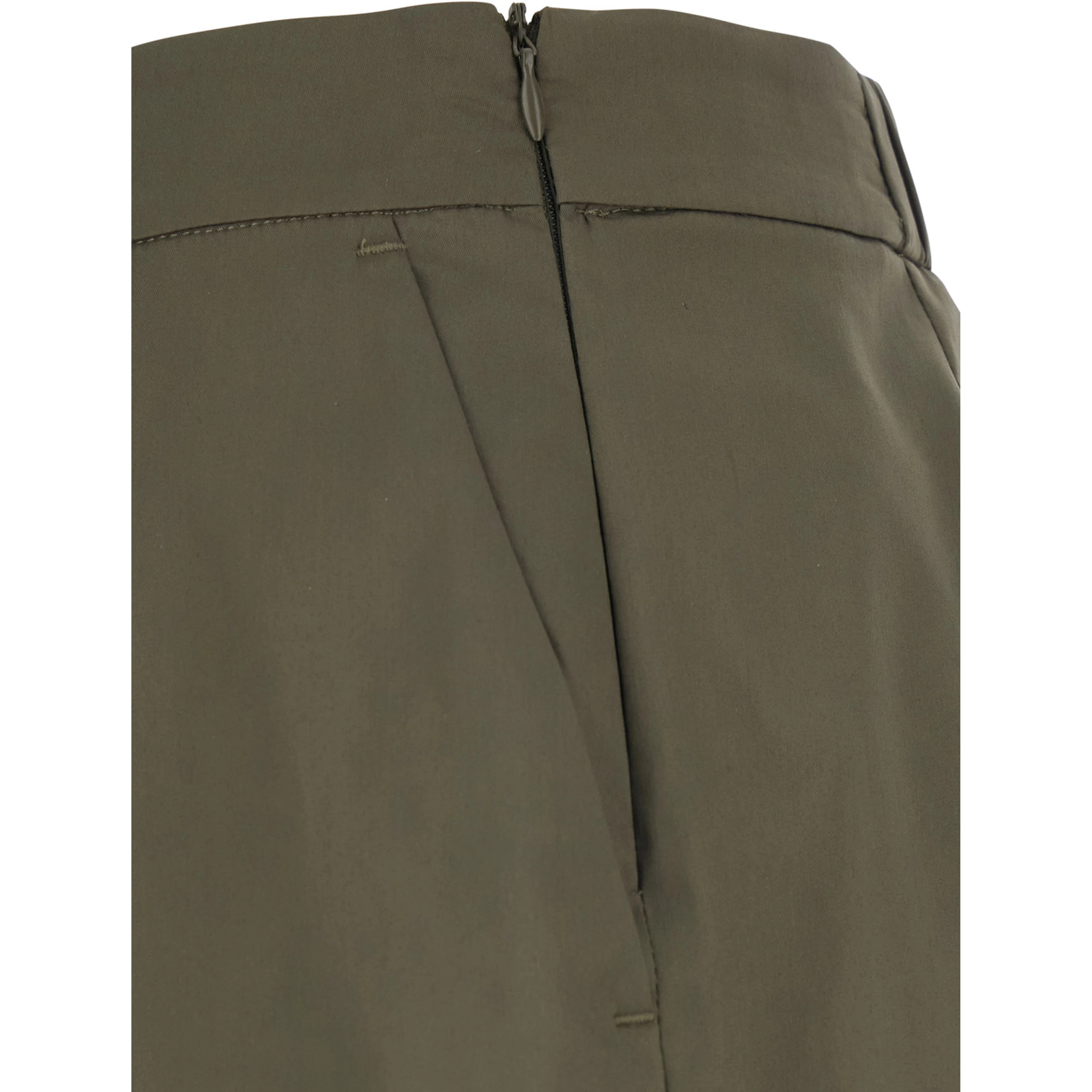 Green Womens Shorts with Semi-Elasticated Waist and Side Closure in Cotton Blend