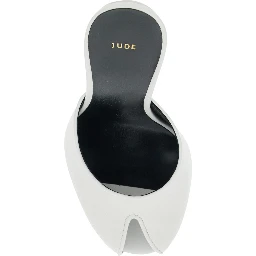 Date white Heeled Sandals with cut-out toe in leather women
