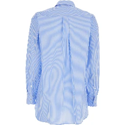 Blue Striped Shirt with Classic Collar for Women