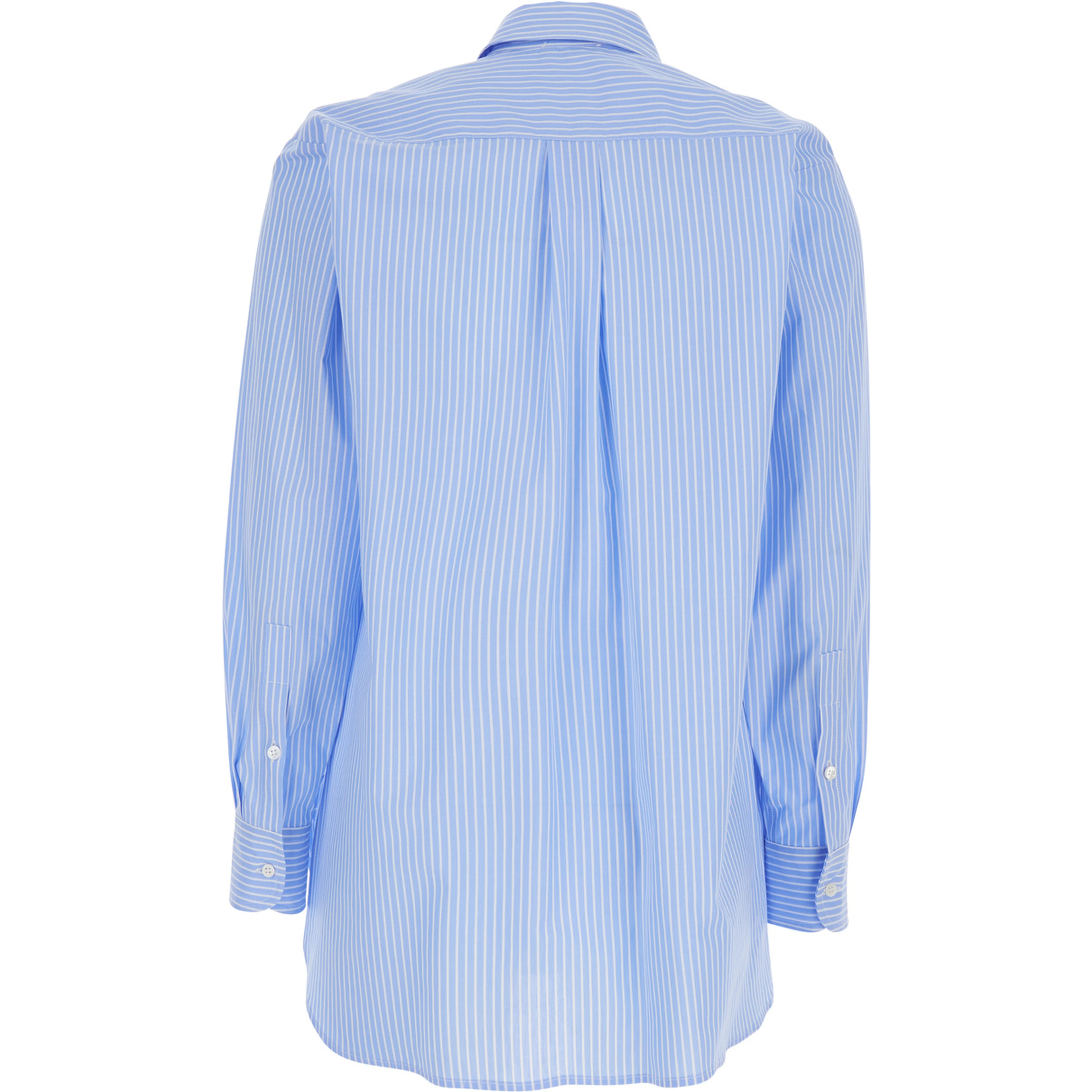 Blue Striped Shirt with Classic Collar for Women