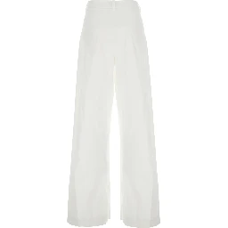 White Pants with Two Side Pockets in Cotton for Women