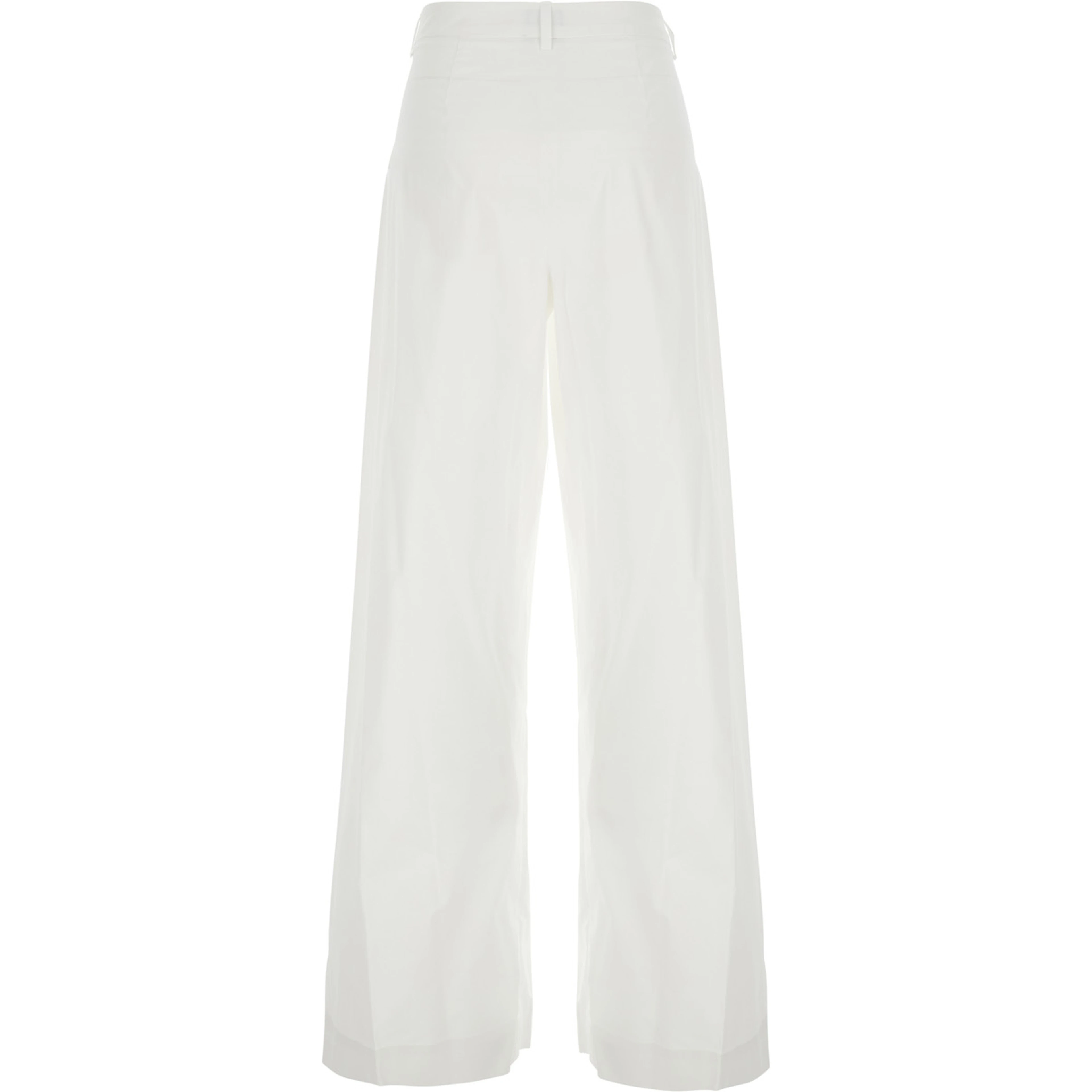 White Pants with Two Side Pockets in Cotton for Women