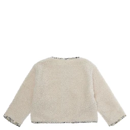 white Jacket with front closure and logo patch on the front in fabric baby