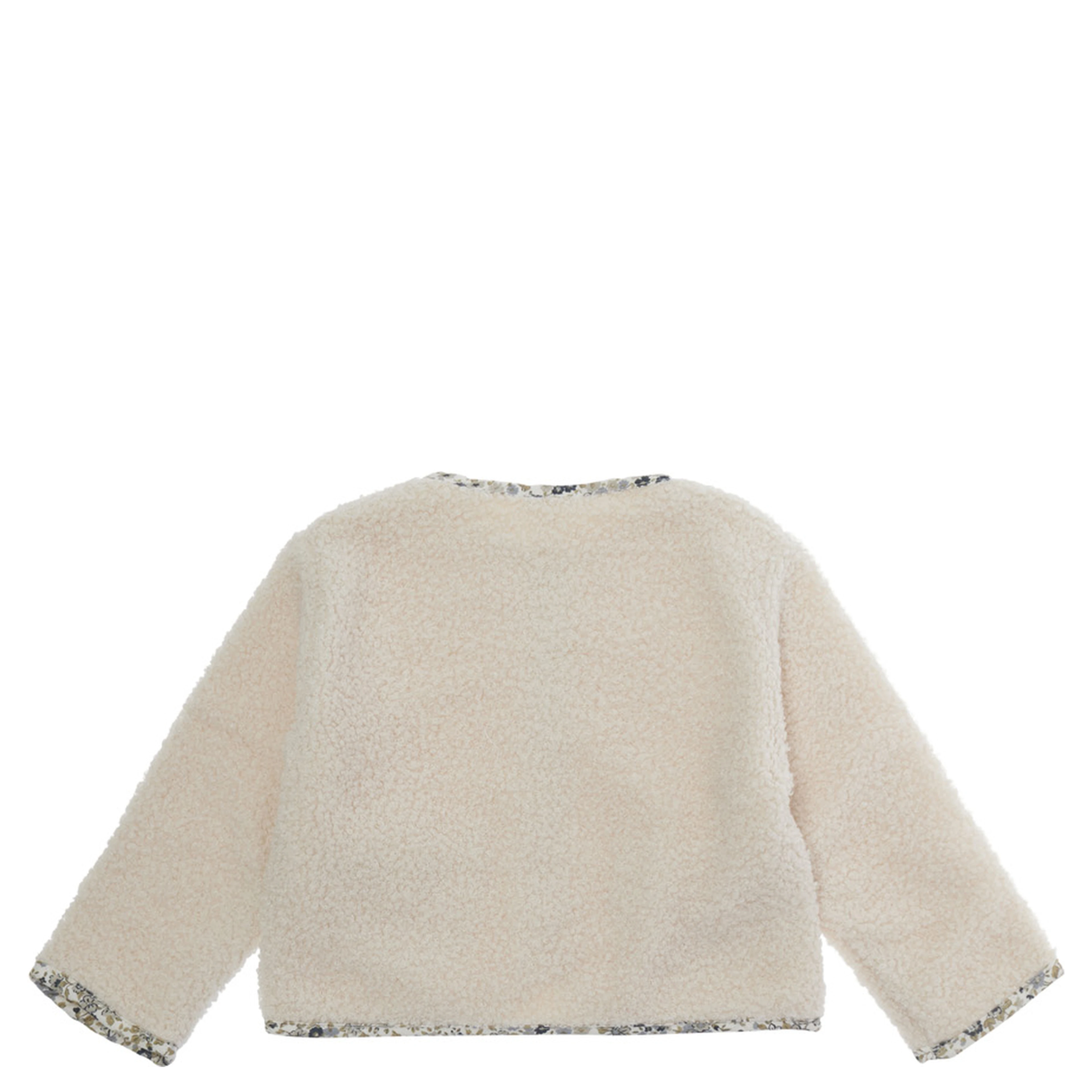 white Jacket with front closure and logo patch on the front in fabric baby